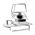 desk lamp books and coffee Generated. Royalty Free Stock Photo