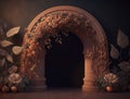 Generated AI muted elegance: delicate terracotta flower arch for compositing