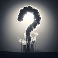 Power station chimneys emit question mark shaped smoke Royalty Free Stock Photo