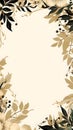 a floral frame with a white background. Abstract Tan color foliage background with negative space for copy.