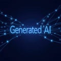 Generated AI Text Made of Glowing Blue Digital Particles Representing Artificial Intelligence and Futuristic Technology Concept Royalty Free Stock Photo