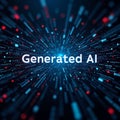 Generated AI Text with Futuristic Data Stream Background Royalty Free Stock Photo