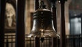 Bronze handbell rings with historic spirituality in chapel generated by AI