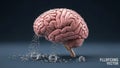 Generated 3D illustration of a human brain depicted in pink floating on Royalty Free Stock Photo