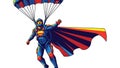 Parachuting Superhero Comic Character Illustration Royalty Free Stock Photo