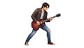 Energetic Anime Style Young Man Playing Electric Guitar Royalty Free Stock Photo