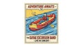 Adventure Awaits Kayak Excursion Band Retro Concert Poster Royalty Free Stock Photo