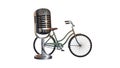 Vintage Microphone and Classic Bicycle Illustration Royalty Free Stock Photo