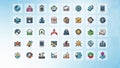 Generated icons are arranged in a 6x6 grid on a light blue gradient Royalty Free Stock Photo