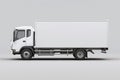 Generated Illustration White Box Truck Side View Isolated on a Gray Background Royalty Free Stock Photo