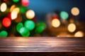 Wooden table, blurred bokeh background background - Emty Dark Wooden Table