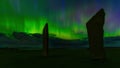 The Aurora Borealis and the Standing Stones of Stenness Royalty Free Stock Photo