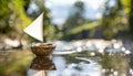 A self-made small ship Symbolic also for the future and finding a new way Royalty Free Stock Photo