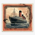 Time-Worn Elegance: Vintage Maritime Stamp Featuring a Stately Seafaring Vessel