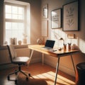 Small home office resides in household spare room Royalty Free Stock Photo