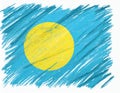 Flag of Palau Islands waving in the wind