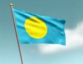 Flag of Palau Islands waving in the wind