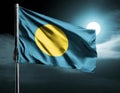 Flag of Palau Islands waving in the wind