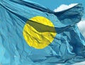 Flag of Palau Islands waving in the wind