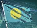 Flag of Palau Islands waving in the wind