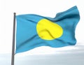 Flag of Palau Islands waving in the wind