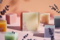 plant based natural soaps collection mockup Royalty Free Stock Photo