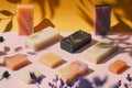 plant based natural soaps collection mockup Royalty Free Stock Photo