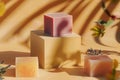 plant based natural soaps collection mockup Royalty Free Stock Photo