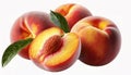 Sweet peaches on white background with copy space