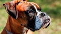 Adorable Boxer breed dog on nature. Generated Image