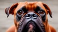 Adorable Boxer breed dog on nature. Generated Image