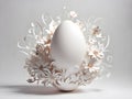 Easter egg in white paper flower nest Happy Easter concept. Royalty Free Stock Photo
