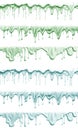 2 Set of long Wave pastel green turquoise blue liquid paint splash melting dripping transparent cutout PNG