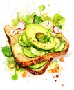 Ai generative healthy food, sandwich illustration