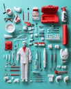 dentist worker knolling style Royalty Free Stock Photo