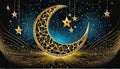 Ramadan six star gold glitter banner effect Royalty Free Stock Photo