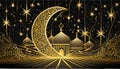 Ramadan six star gold glitter banner effect Royalty Free Stock Photo