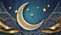 Ramadan six star gold glitter banner effect Royalty Free Stock Photo