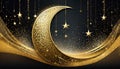 Ramadan six star gold glitter banner effect Royalty Free Stock Photo