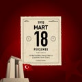 18 March, Canakkale Victory Day Turkey celebration card.