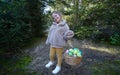 little girl collecting Easter eggs Royalty Free Stock Photo