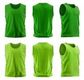 2 Set of men dark light green lime, front back side view sleeveless tee t shirt tank singlet vest round neck on transparent PNG Royalty Free Stock Photo