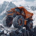 A giant truck navigates through a stone quarry transporting mined materials.Generated image