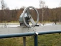 Hand Crank Wheel to Open and Close a Floodgate Royalty Free Stock Photo