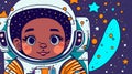 Cartoon illustration of cute child in astronaut spacesuit Generated Image Royalty Free Stock Photo