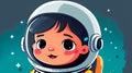 Cartoon illustration of cute child in astronaut spacesuit Generated Image Royalty Free Stock Photo