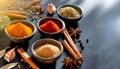 Spices used in Cooking - Space for text Royalty Free Stock Photo