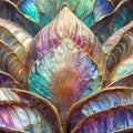 Iridescent fantasy flower. Multicolor mosaic decoration, three-dimensional, glossy effect. Beautiful illustration.
