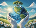 Hands holding planet Earth globe Royalty Free Stock Photo