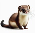 Image of isolated stoat against pure white background, ideal for presentations